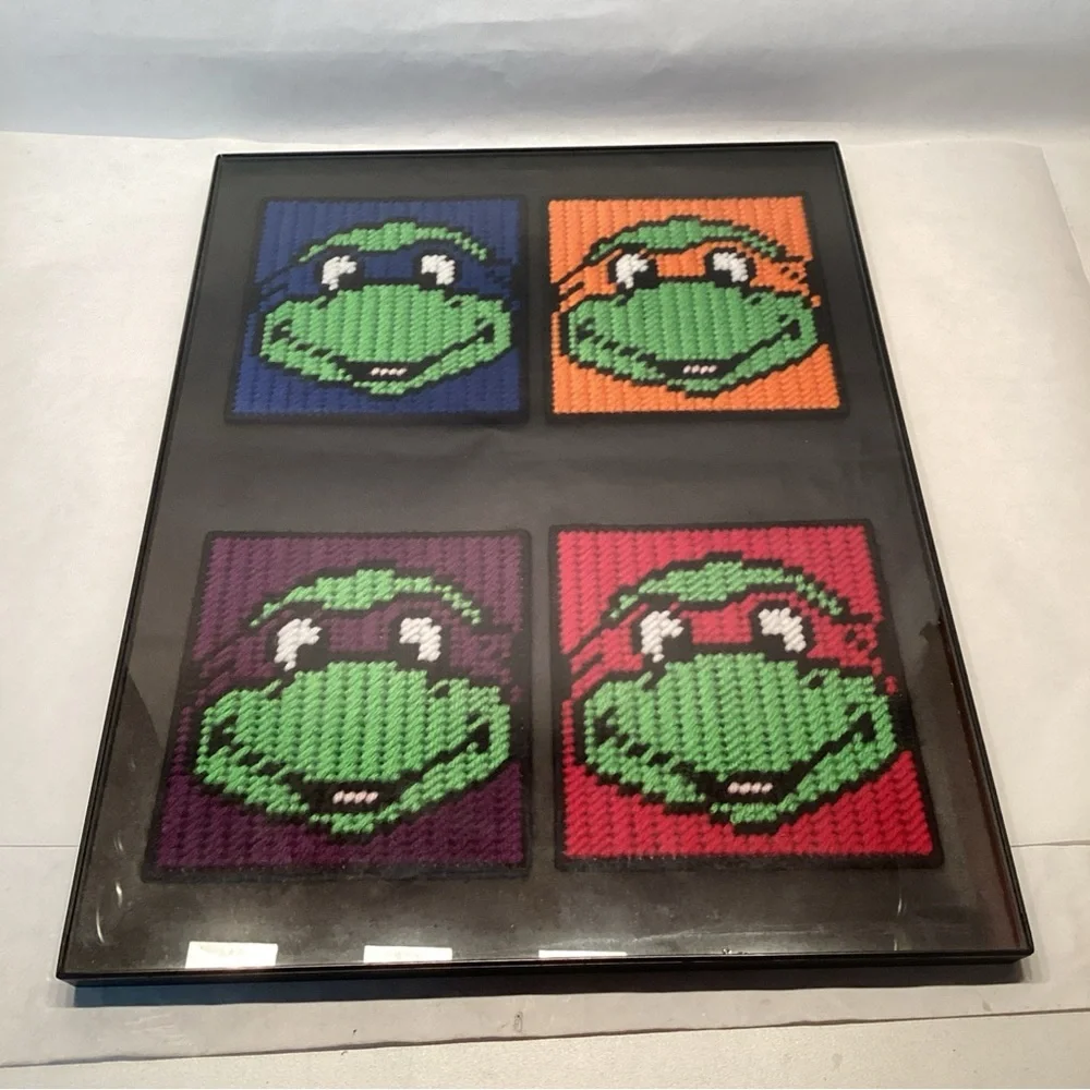 Framed Vintage Teenage Mutant Ninja Turtle Canvas Art 16” X 12” OG TMNT